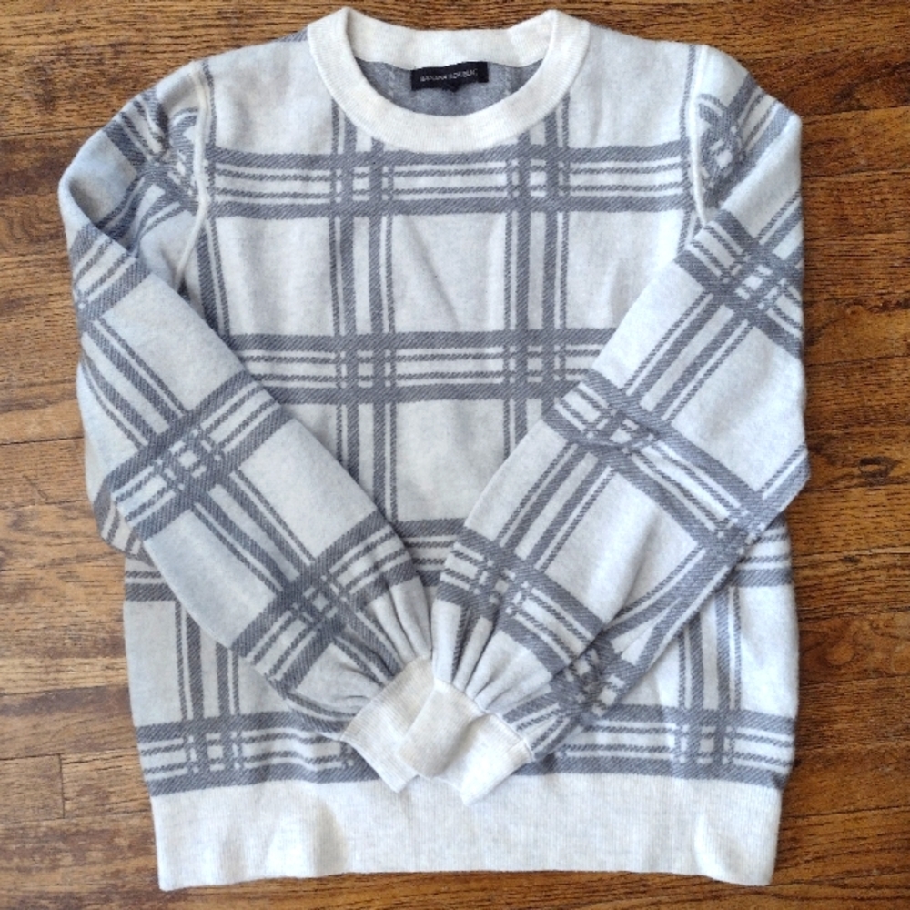 Banana Republic Gray Windowpane Sweater